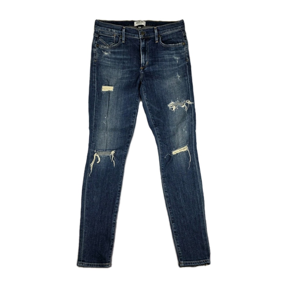 Agolde Jeans Womens Size 28 Sophie High Rise‎ Skinny Crop Distressed Blue Denim